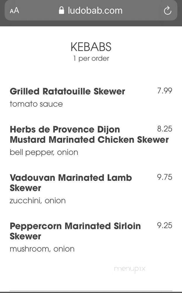 Ludobab - Los Angeles, CA menu_pic