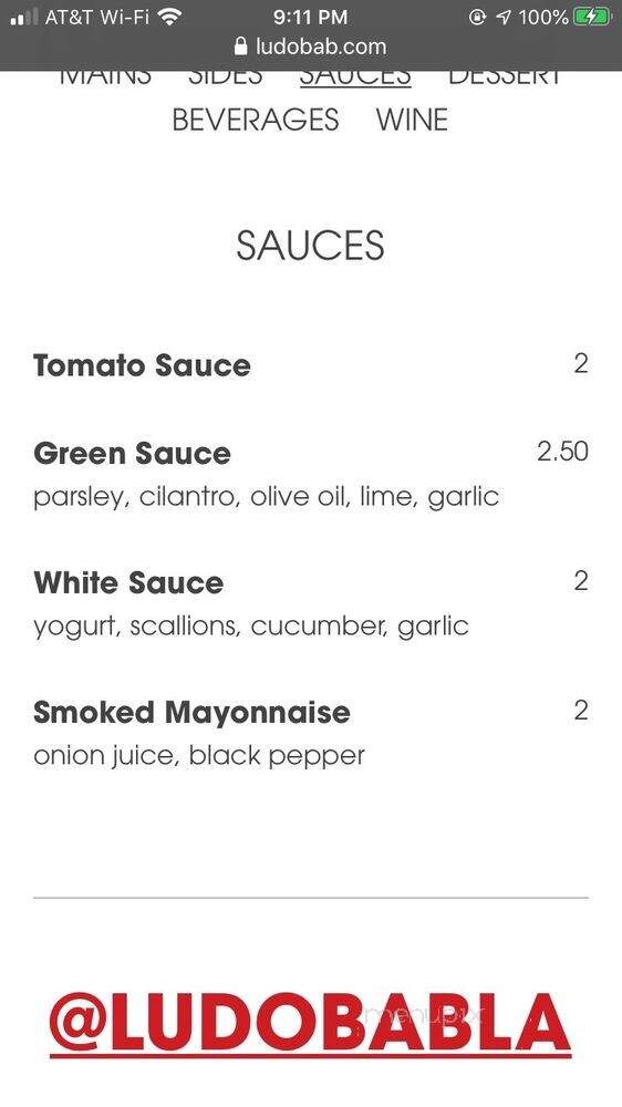 Ludobab - Los Angeles, CA menu_pic