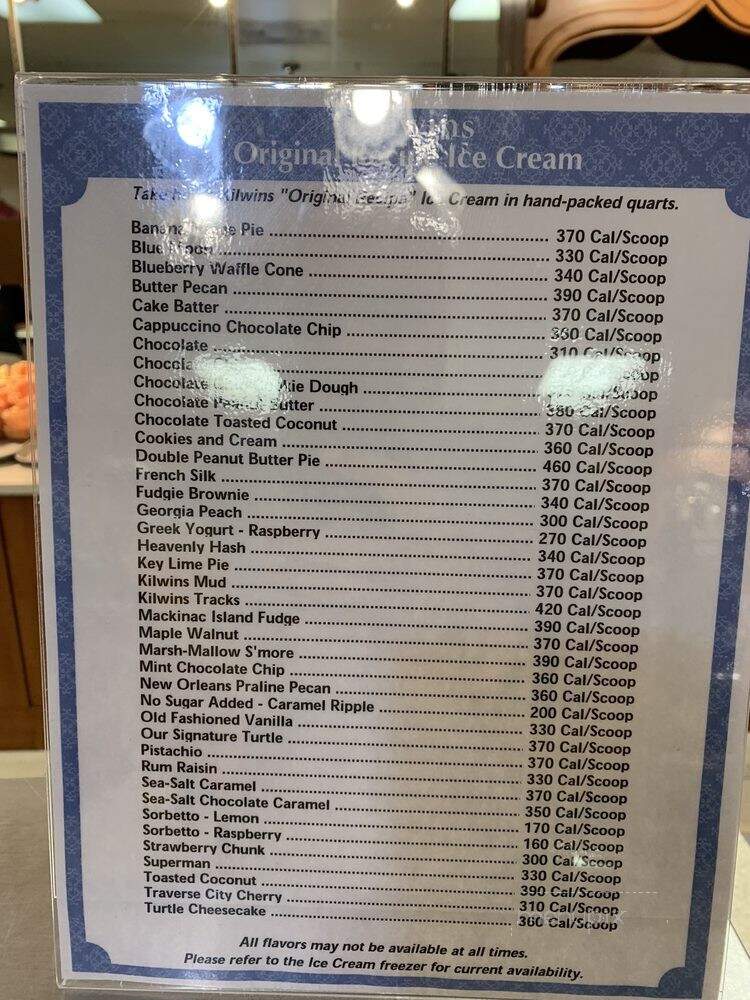 Kilwins - Sarasota, FL menu_pic