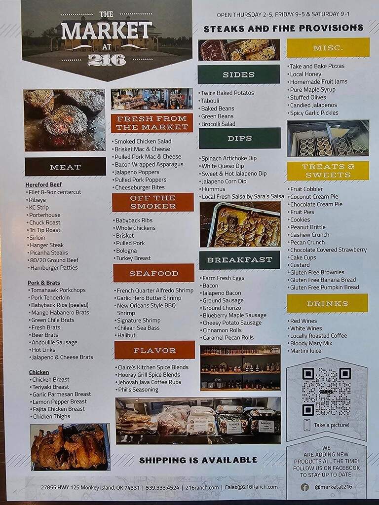 The Market at 216 Ranch - Afton, OK menu_pic