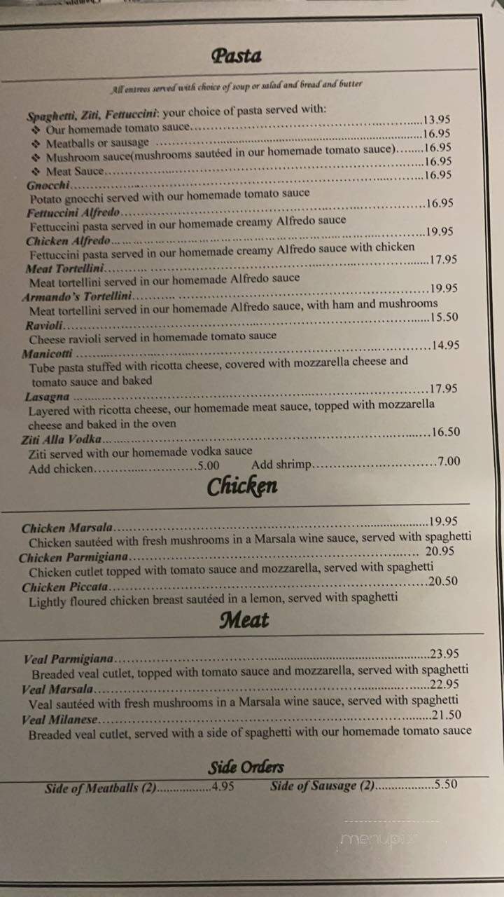 Armando's Restaurant Bar and Grill - Gilbertsville, PA menu_pic