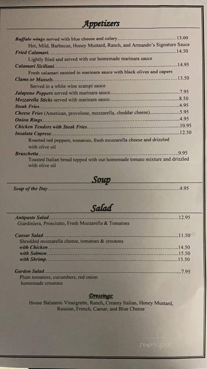 Armando's Restaurant Bar and Grill - Gilbertsville, PA menu_pic