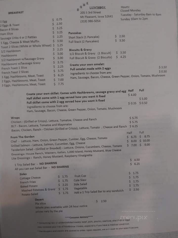 Rome Lunchbox - Mount Pleasant, IA menu_pic