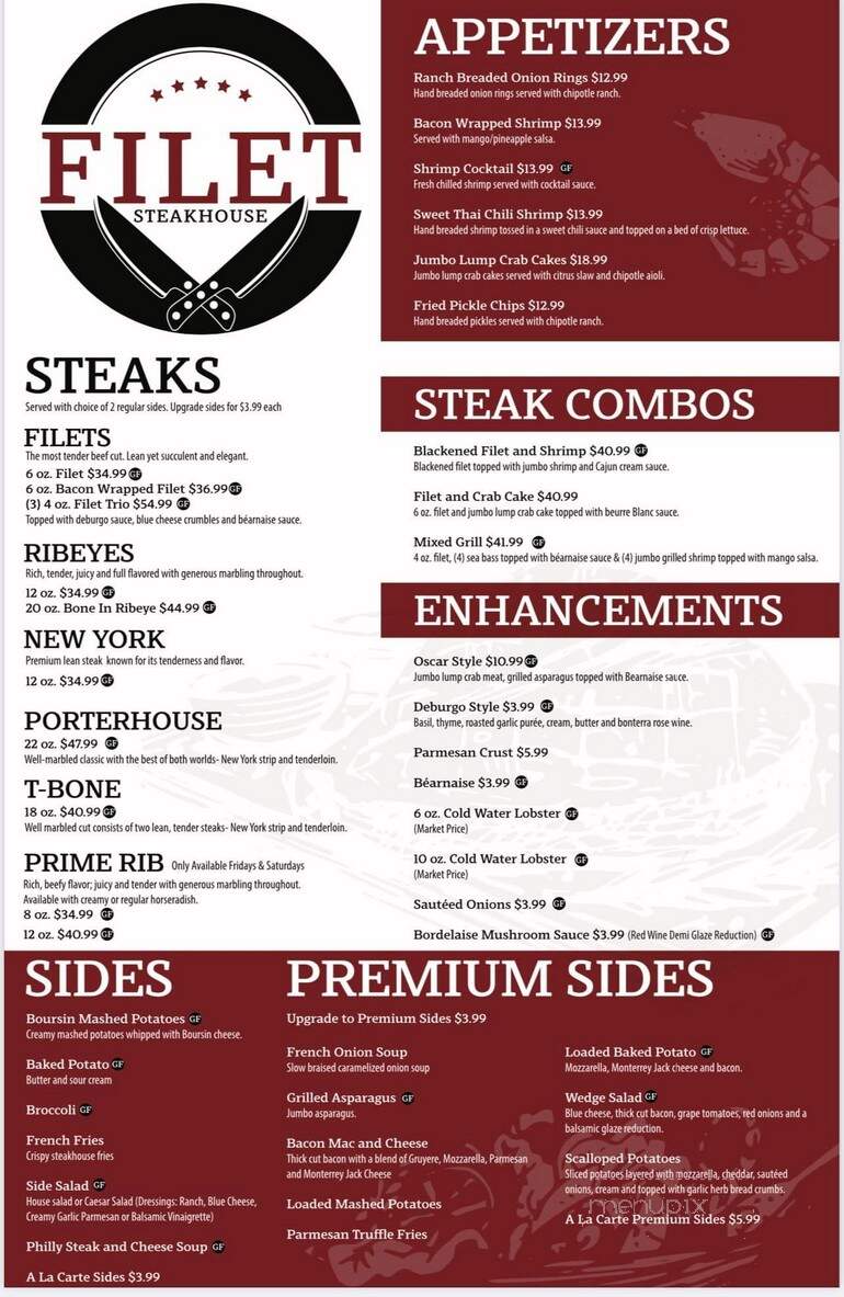 Filet Steakhouse - Ankeny, IA menu_pic