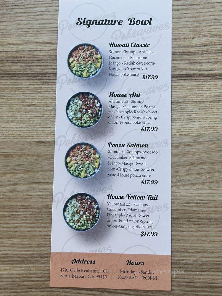 Pokewaves - Santa Barbara, CA menu_pic