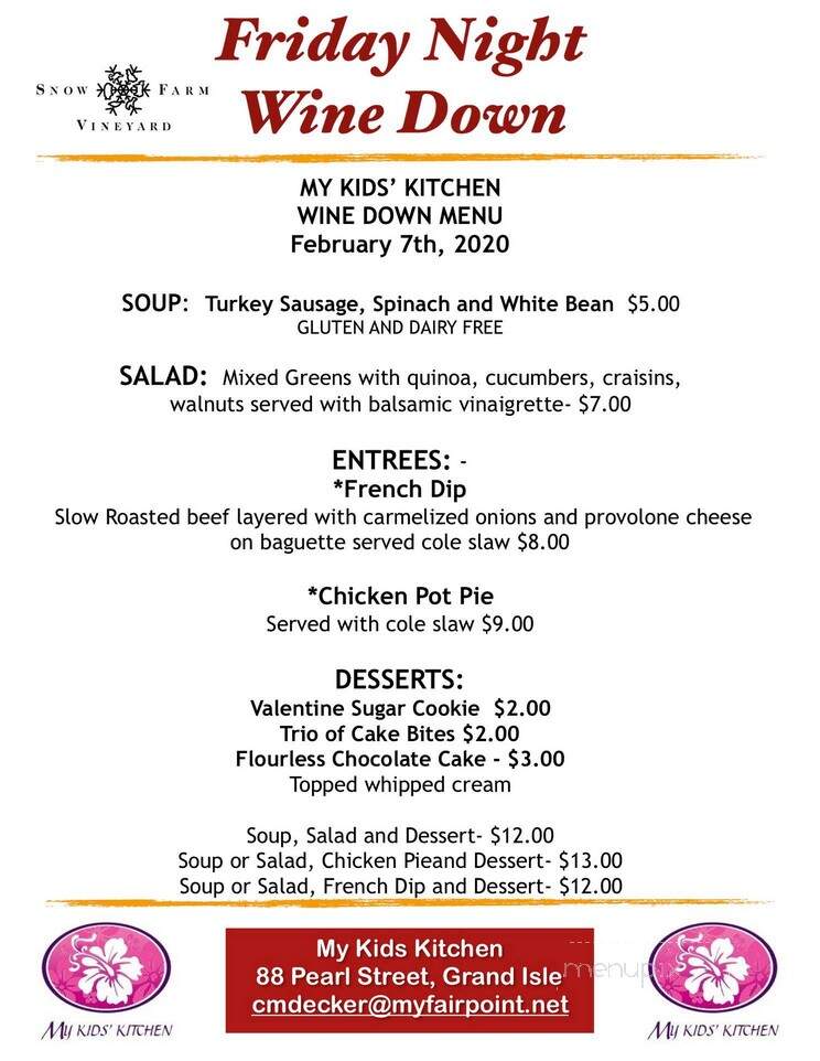 Snow Farm Winery - South Hero, VT menu_pic