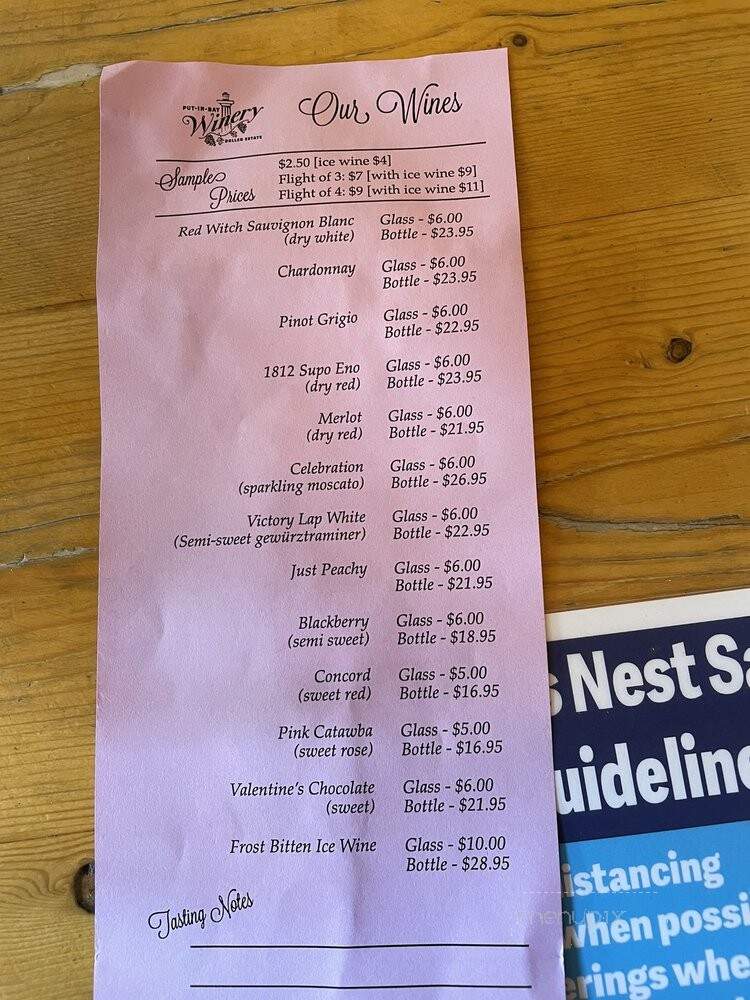 Put-in-Bay Winery & Doller Estate - Put-in-Bay, OH menu_pic