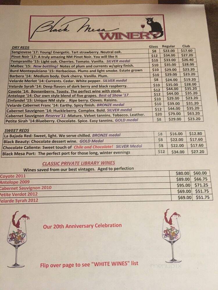Black Mesa Winery - Velarde, NM menu_pic