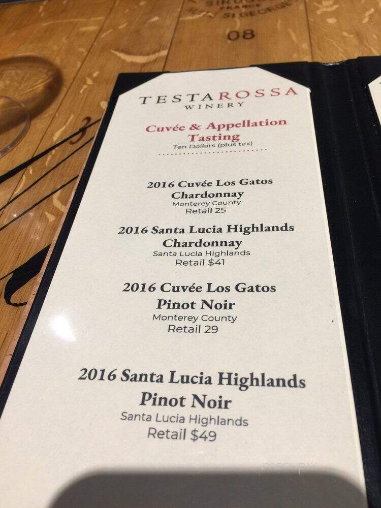 Testarossa Winery - Los Gatos, CA menu_pic