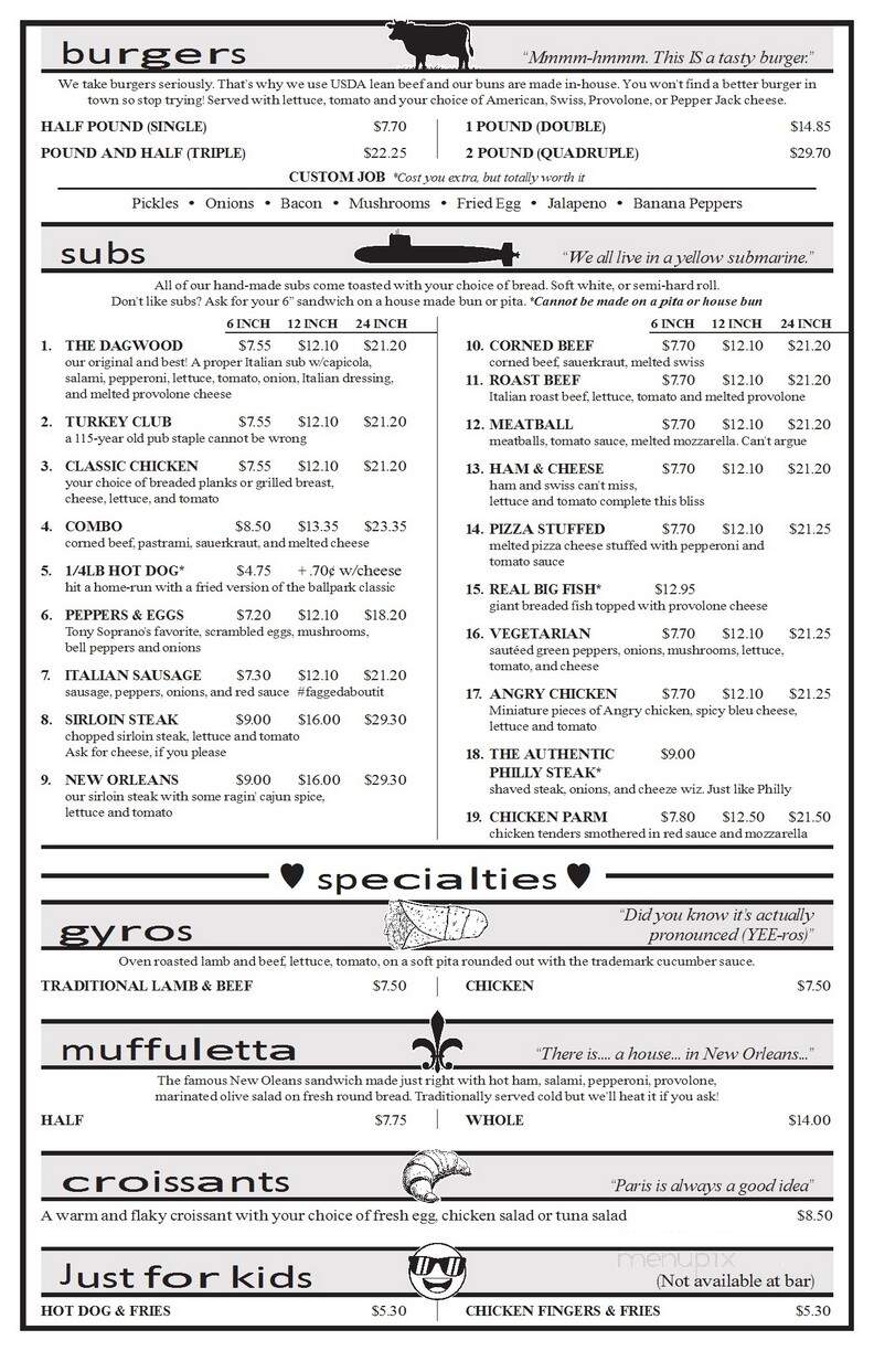 Scooby's Pub - Greensburg, PA menu_pic