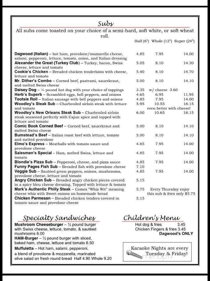 Scooby's Pub - Greensburg, PA menu_pic
