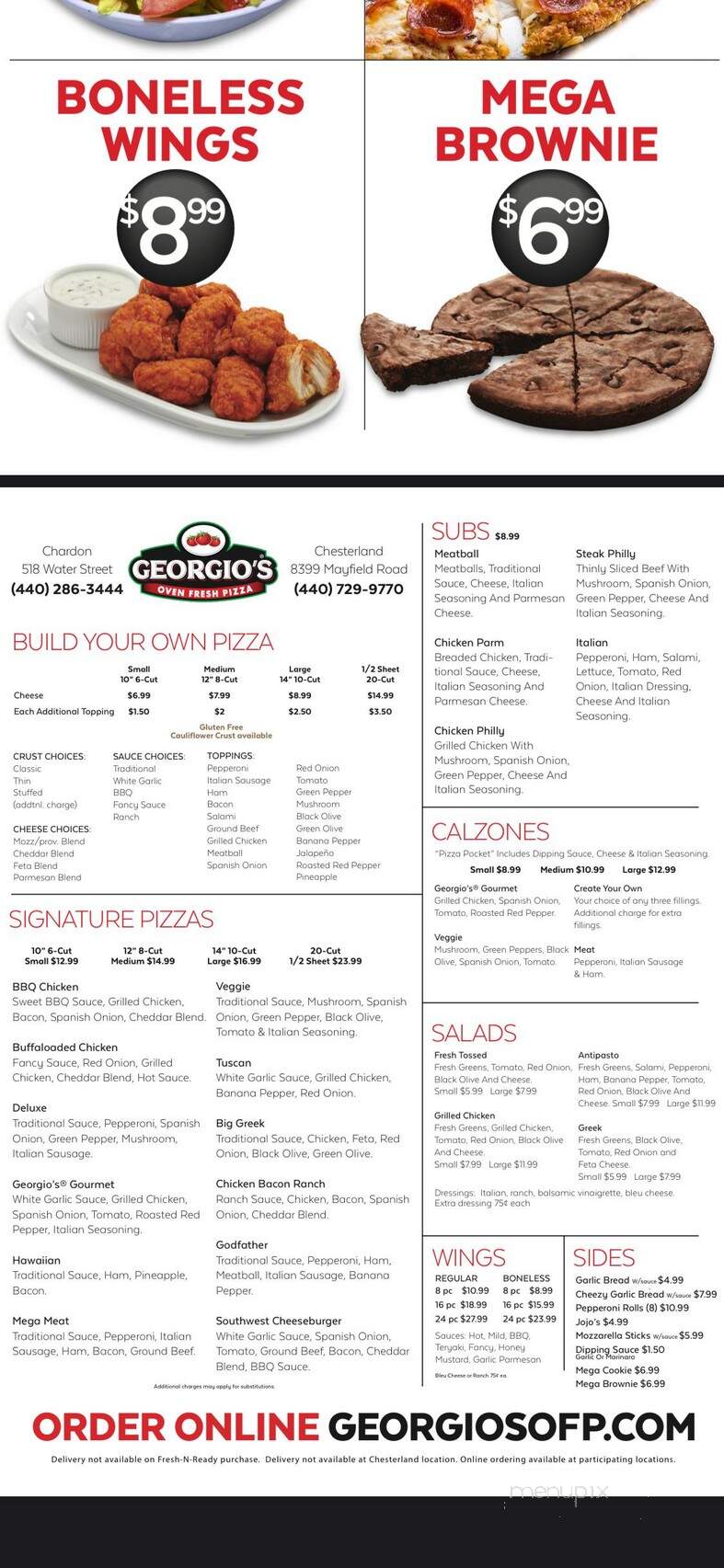 Georgio's Oven Fresh Pizza - Chesterland, OH menu_pic