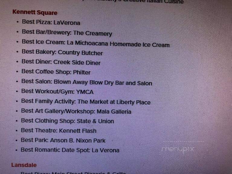 La Verona - Kennett Square, PA menu_pic