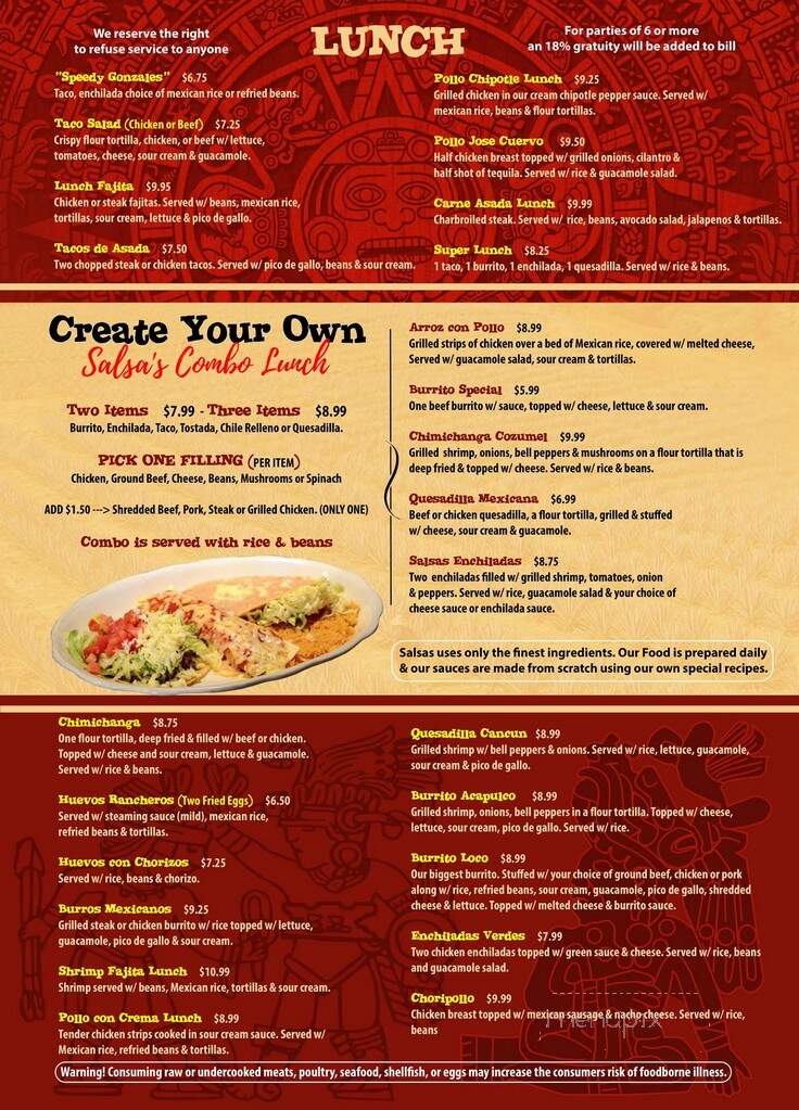 Salsas Mexican Restaurant - Palm Coast, FL menu_pic