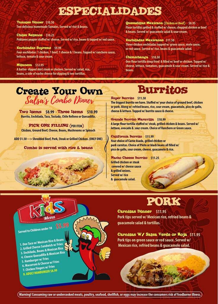 Salsas Mexican Restaurant - Palm Coast, FL menu_pic
