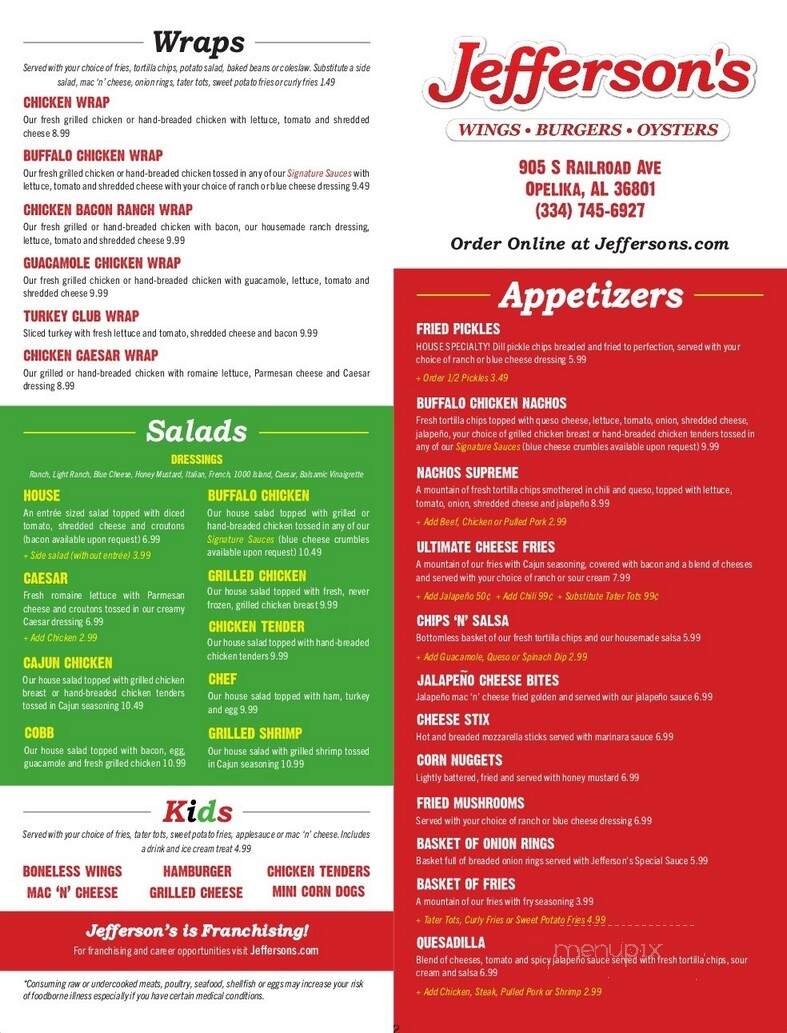 Jefferson's - Opelika, AL menu_pic