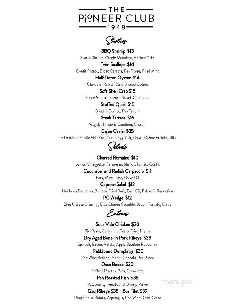 Pioneer Club of Lake Charles - Lake Charles, LA menu_pic
