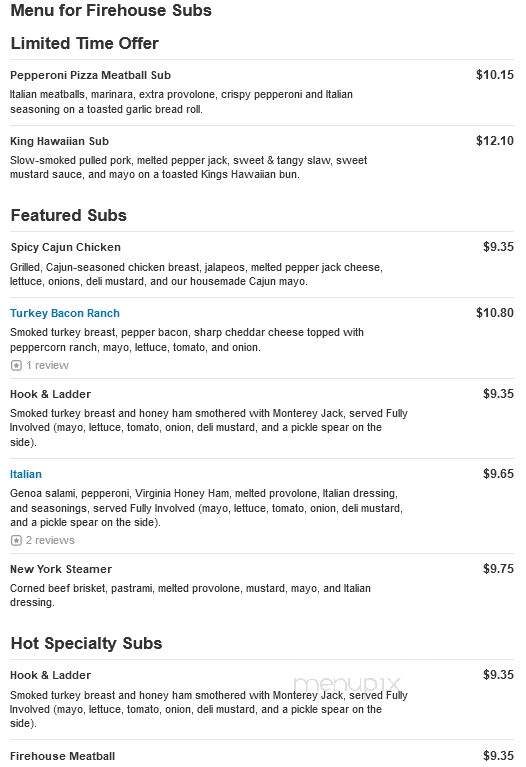 Firehouse Subs - Jacksonville, AR menu_pic