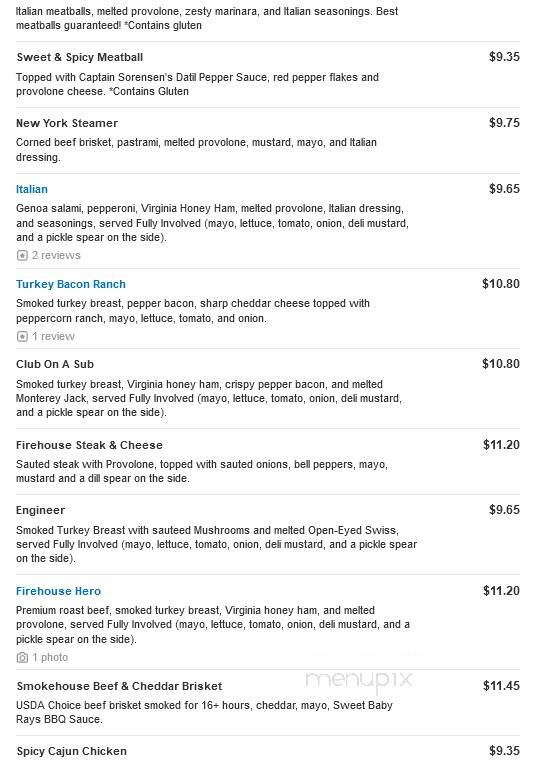 Firehouse Subs - Jacksonville, AR menu_pic
