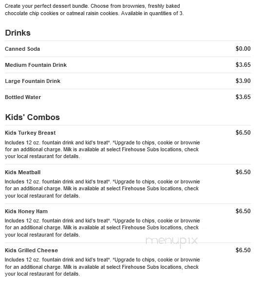 Firehouse Subs - Jacksonville, AR menu_pic
