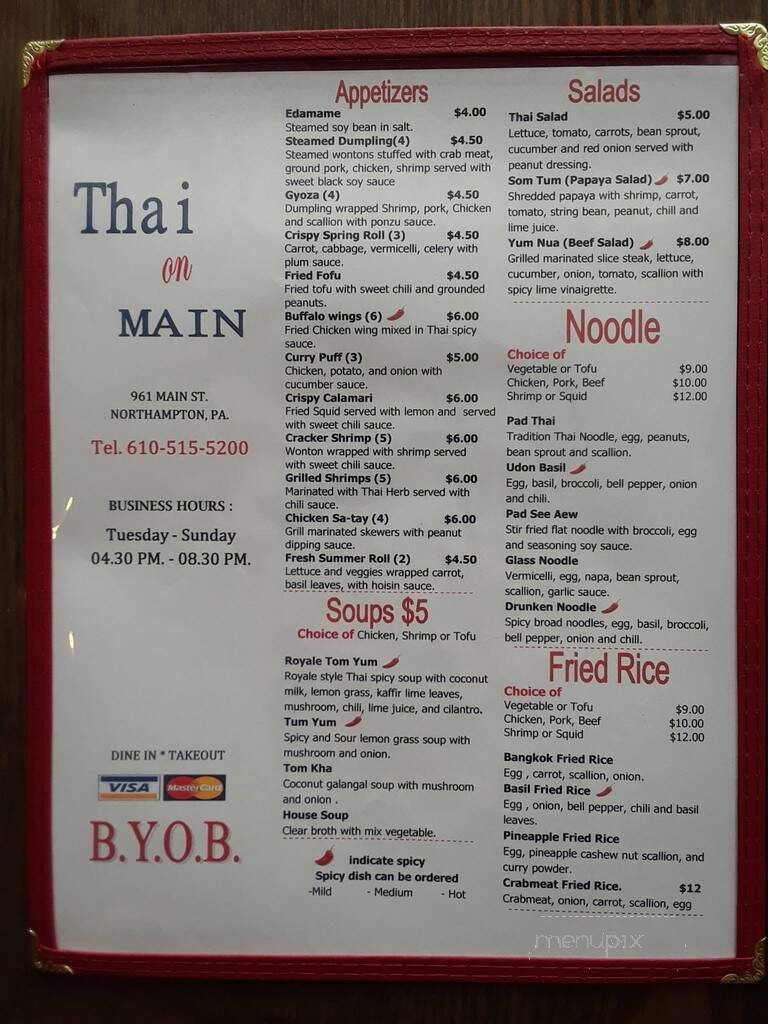 Thai On Main - Northampton, PA menu_pic