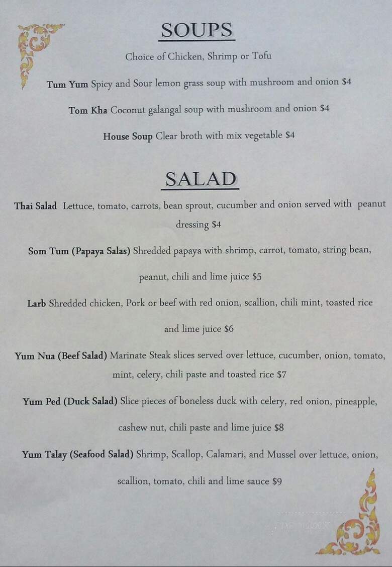 Thai On Main - Northampton, PA menu_pic