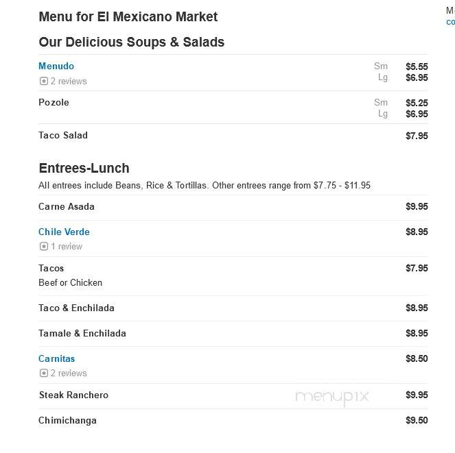 El Mexicano Market Inc. - Los Angeles, CA menu_pic