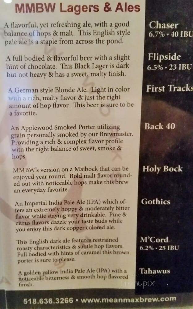 Mean Max Brew Works - Glens Falls, NY menu_pic