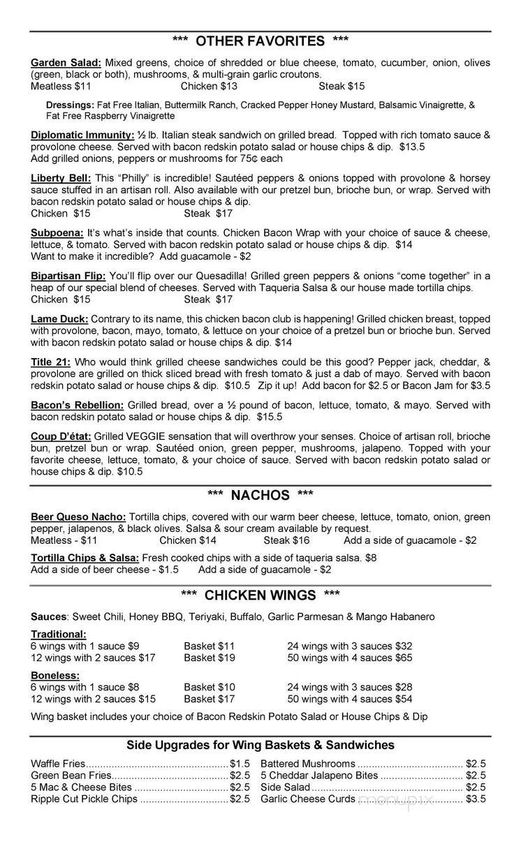 Governor's Quarters - Bay City, MI menu_pic