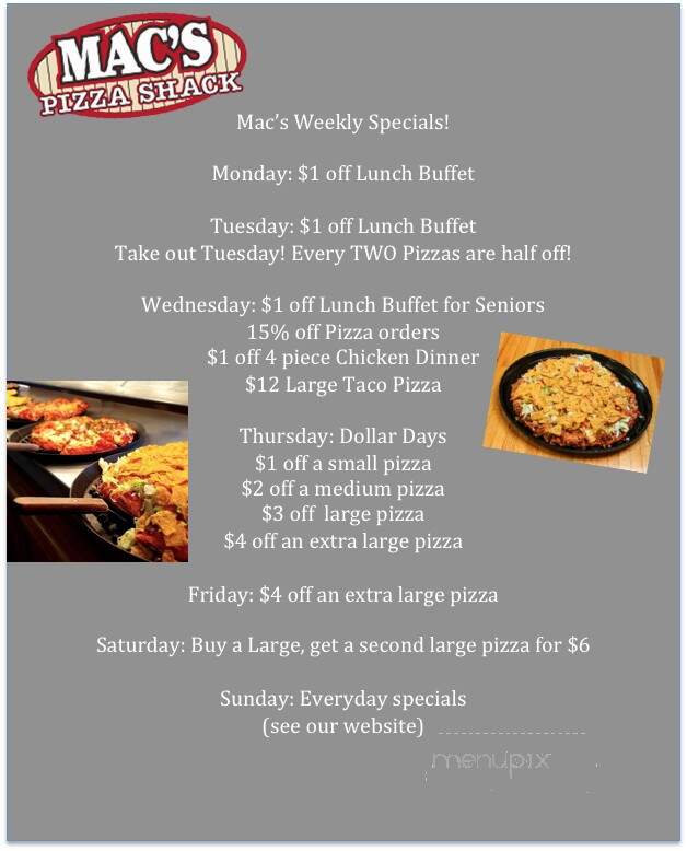 Mac's Pizza Shack - Janesville, WI menu_pic