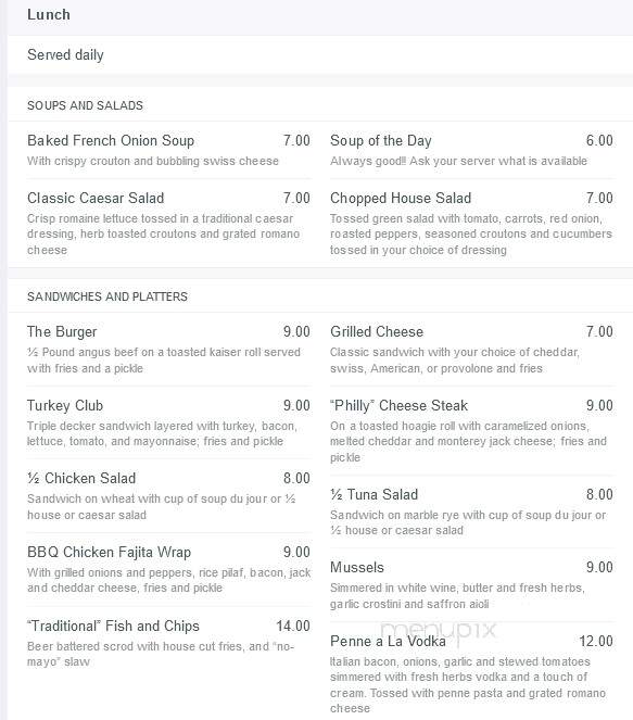 One West Restaurant & Lounge - Pittsfield, MA menu_pic