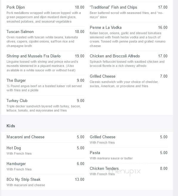 One West Restaurant & Lounge - Pittsfield, MA menu_pic