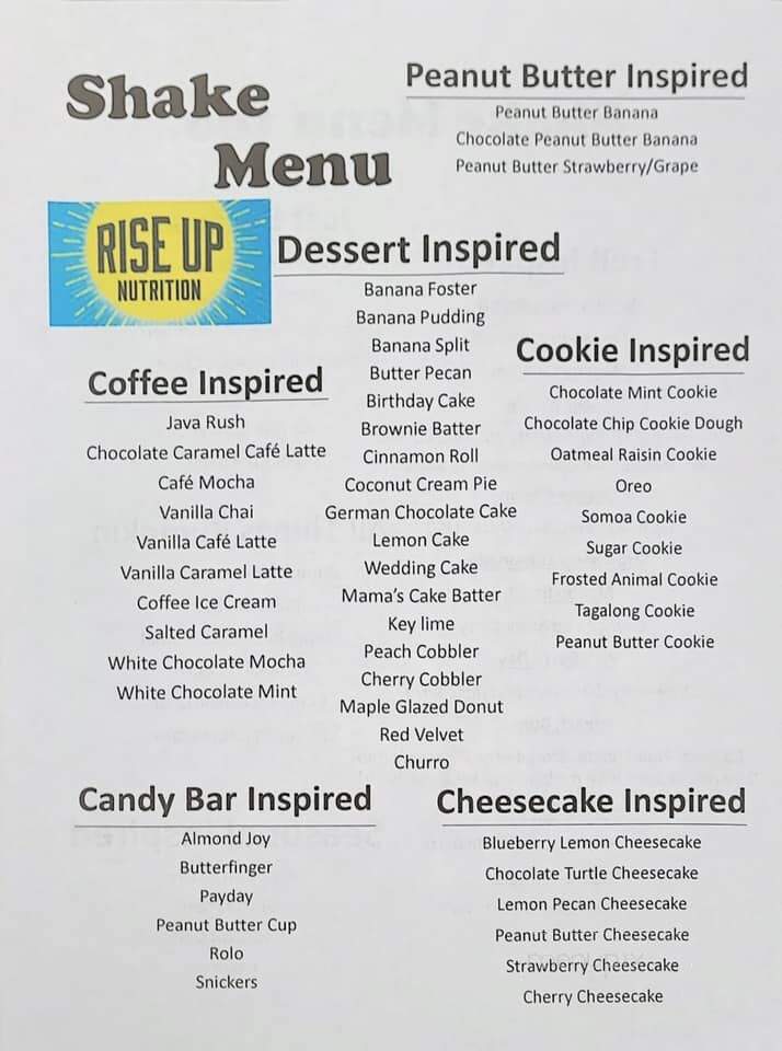 Rise Up Nutrition - Columbia, TN menu_pic