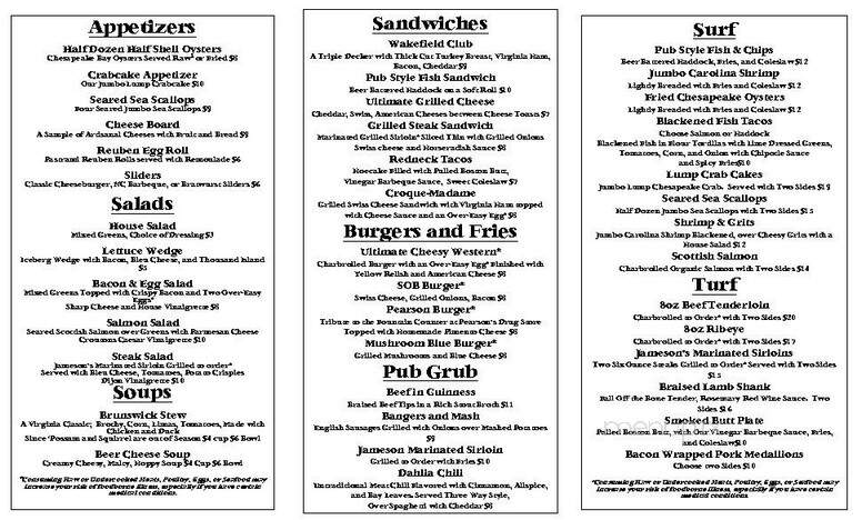 The Dahlia - Lynchburg, VA menu_pic