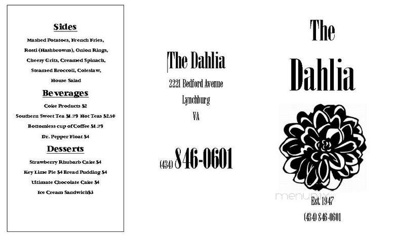 The Dahlia - Lynchburg, VA menu_pic
