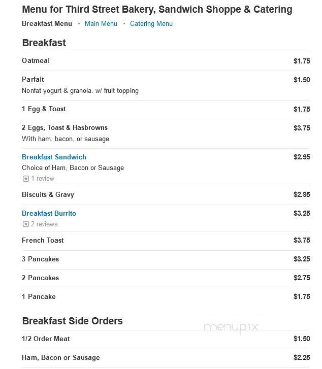 Third Street Bakery & Sandwich Shoppe - Phillipsburg, KS menu_pic