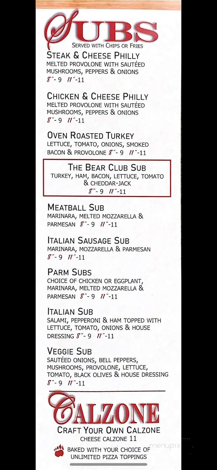 Black Bear Pizza - Asheville, NC menu_pic