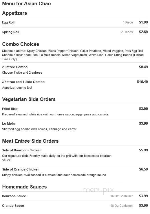 Asian Chao - Niles, OH menu_pic