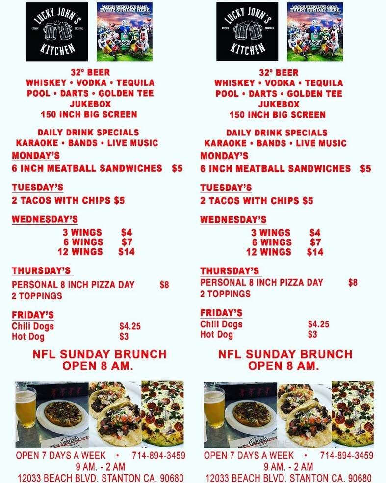 Lucky John's - Stanton, CA menu_pic