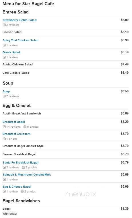Star Bagel - Nashville, TN menu_pic