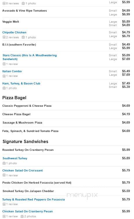 Star Bagel - Nashville, TN menu_pic