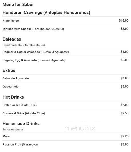 Sabor Restaurant - Orange, NJ menu_pic