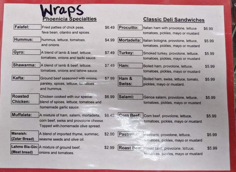Phoenicia Bakery & Deli - Austin, TX menu_pic