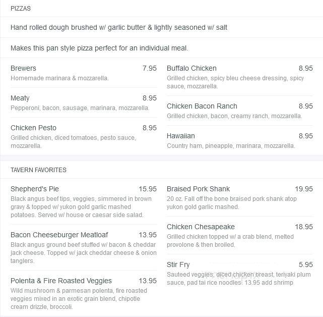 Shorty's Bar - Kutztown, PA menu_pic
