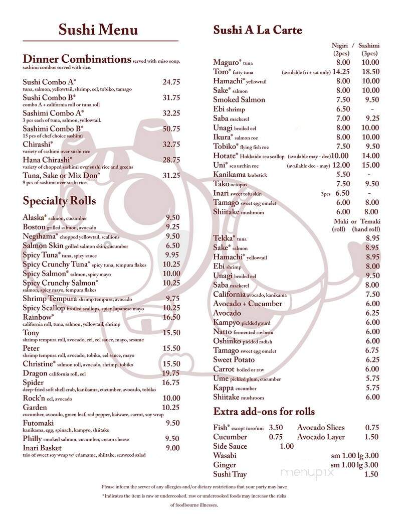 Hana Japan - Newburyport, MA menu_pic