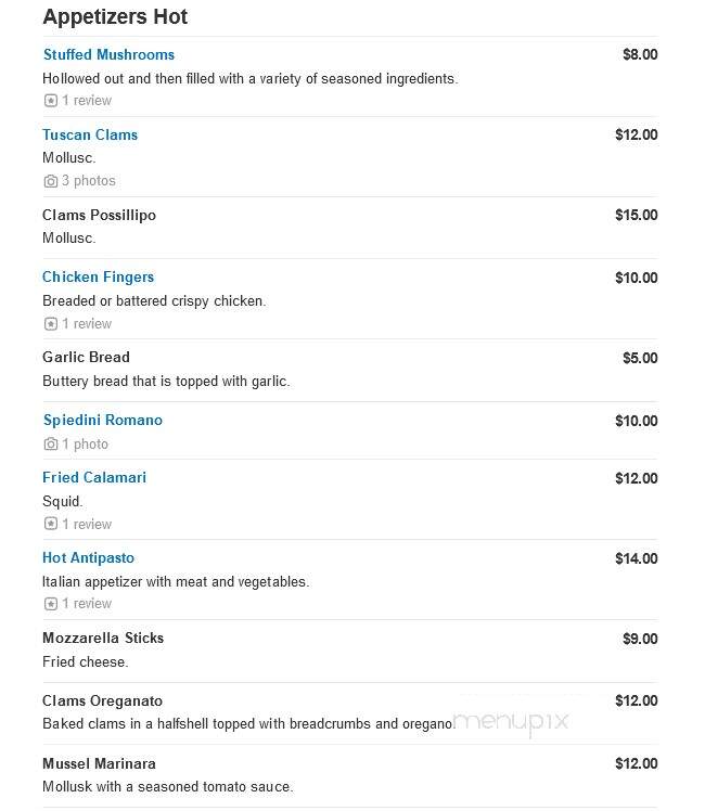 Armandos Tuscan Grill - Westwood, NJ menu_pic