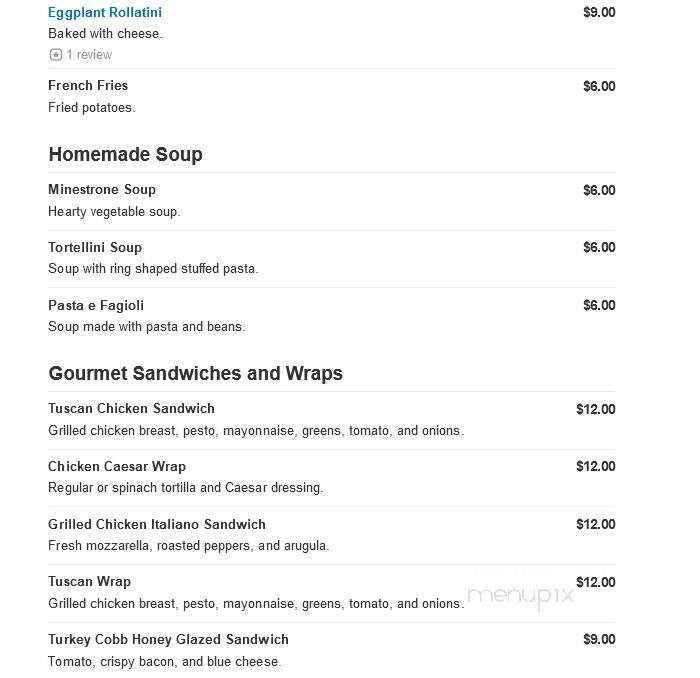 Armandos Tuscan Grill - Westwood, NJ menu_pic