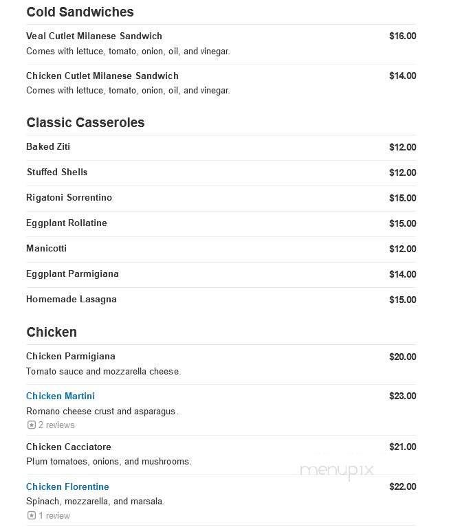 Armandos Tuscan Grill - Westwood, NJ menu_pic