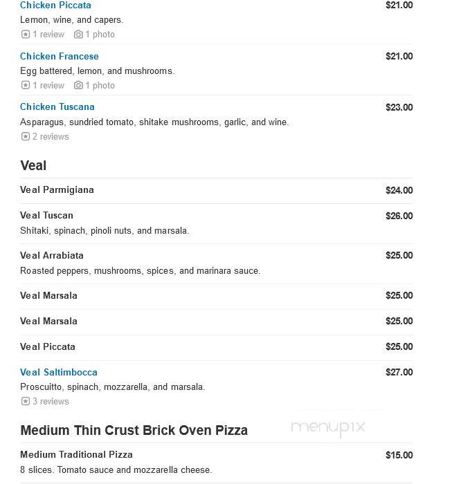 Armandos Tuscan Grill - Westwood, NJ menu_pic