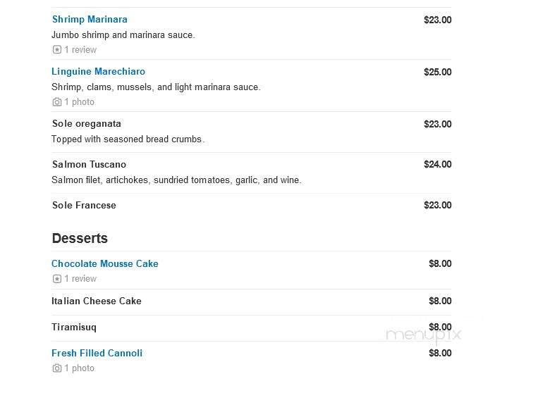 Armandos Tuscan Grill - Westwood, NJ menu_pic
